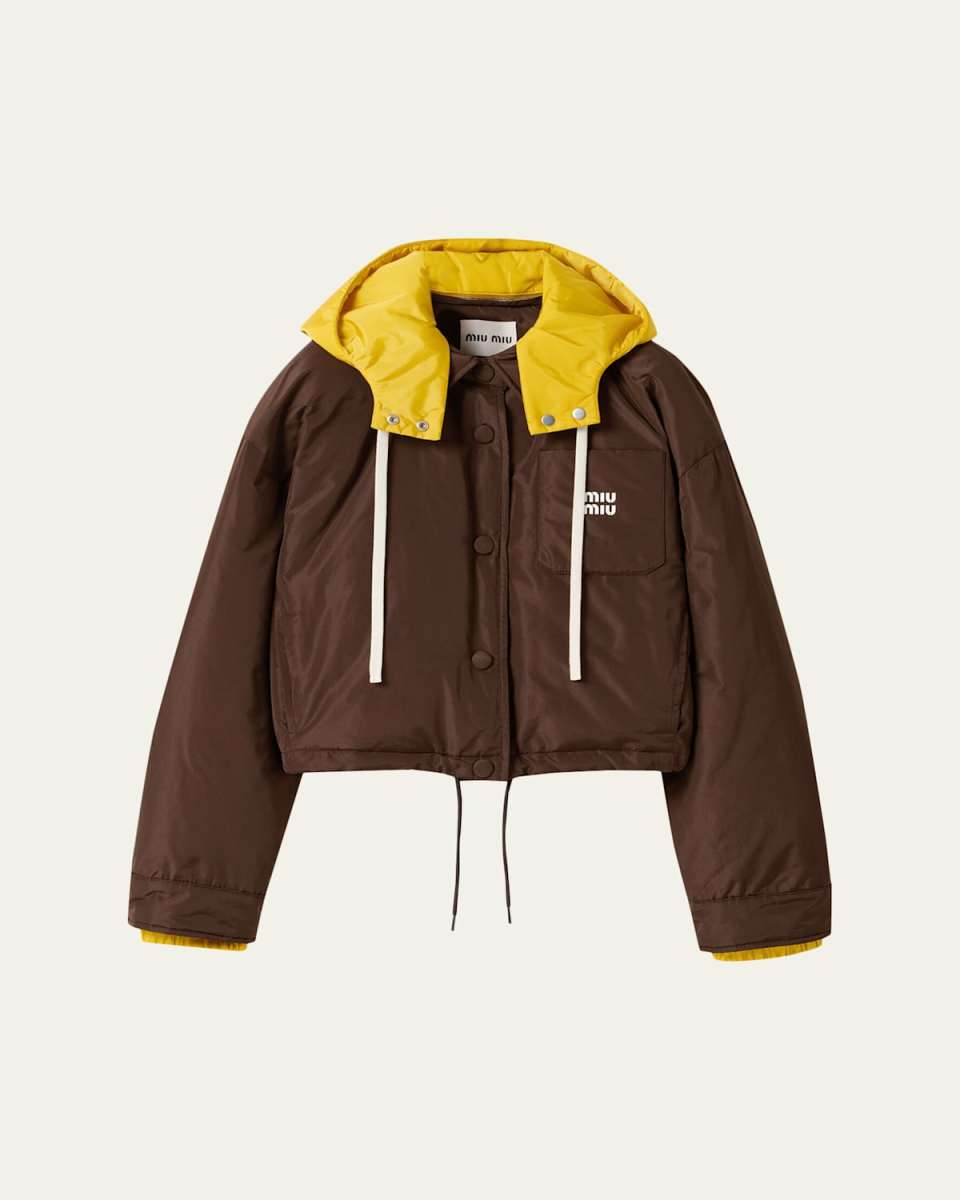Padded Crop Jacket With Detachable Hood